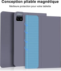 FARYODI Bluetooth Billentyűzetes Tok Xiaomi Pad 6/6 Pro 11" Tablethez - 7 Színű Háttérvilágítás, Francia AZERTY Kiosztás, Lila 6