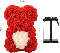 Piros Rózsa Medve Ajándékdobozban - 25 cm-es Művirág Maci Nőknek 6
