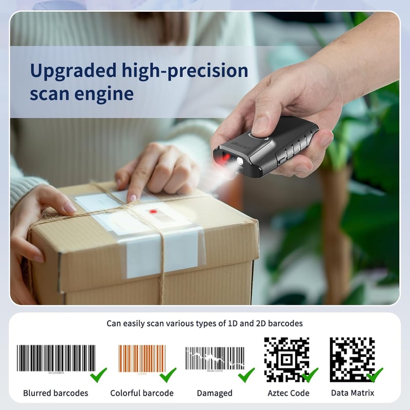 Netum 3in1 Bluetooth vonalkódolvasó - Vezeték nélküli QR és 2D szkenner iOS/Android/Windows eszközökhöz