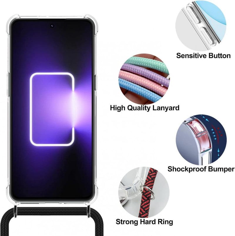 Realme GT 3 Kék Ütésálló Szilikon Tok Állítható Nyakpánttal