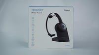 TECKNET Bluetooth Fejhallgató Mikrofonnal és USB Adapterrel - 45 Órás Üzemidő, 10m Hatótáv, AI Zajszűrés, Töltőállomás, Irodai Headset - 2-black, Bluetooth + USB dongle + charging station 8