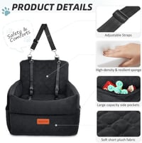 HEGGCOOE Autós Kutyaülés Kis és Közepes Kutyáknak - Mosható, Tárolózsebekkel, Póráz Csatlakozóval, Memory Foam Kutyaágy Első és Hátsó Ülésre 4