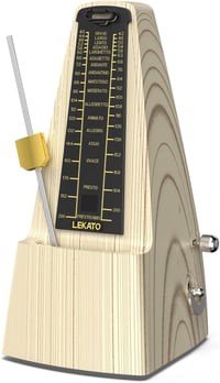 LEKATO Mechanikus Metronóm Fém Fogaskerékkel - Hangos, Pontos Időmérő Zongorához, Gitárhoz, Hegedűhöz - Klasszikus Piramis Dizájn, 40-208 BP 1