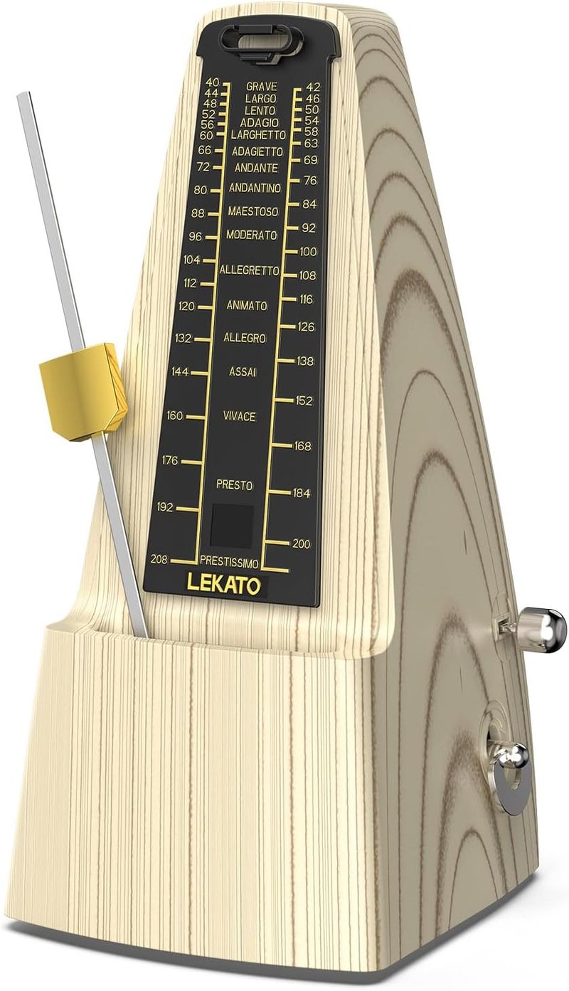 LEKATO Mechanikus Metronóm Fém Fogaskerékkel - Hangos, Pontos Időmérő Zongorához, Gitárhoz, Hegedűhöz - Klasszikus Piramis Dizájn, 40-208 BP