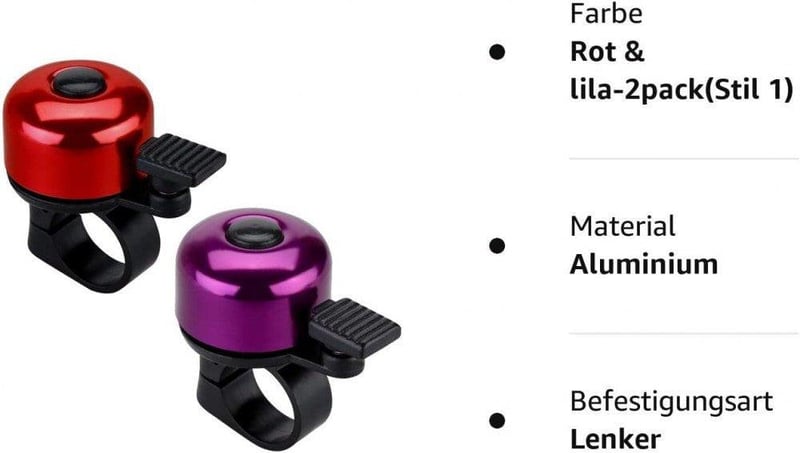 Piros és Lila JFmall Biciklicsengő Szett - 22mm, S méret, 2db Újracsomagolt