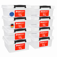 ATHLON TOOLS 10 db Tároló Doboz Szett Fedéllel 1 L Kis Méretű BPA-mentes Átlátszó Műanyag Rendszerező Doboz Készlet 1