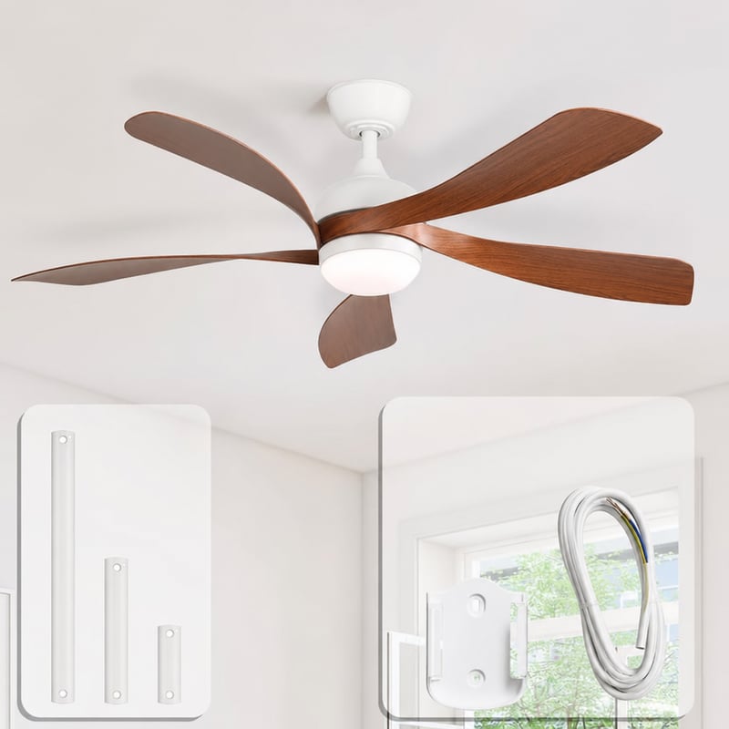 Ventilator de tavan Sofucor cu lampă LED, telecomandă, 6 trepte de viteză, temporizator - 132 cm — fără telecomandă (stare: vezi a 2-a poză)