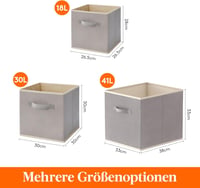 Lifewit 8 db Összecsukható Szövet Tárolódoboz Fogantyúval - 33x38x33 cm Világosszürke Rendszerező Kocka Polcba, Játékokhoz, Magazinokhoz 5