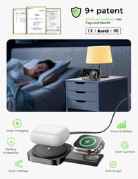 LISEN MagSafe indukciós töltőállomás iPhone, Apple Watch és AirPods készülékekhez - hordozható, utazáshoz 5