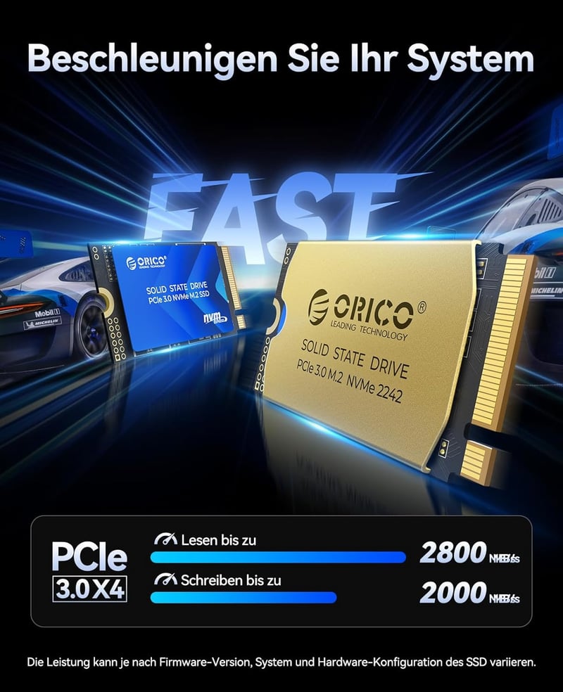 ORICO 512GB M.2 2242 NVMe SSD PCIe 3.0 - 2800MB/s Olvasási Sebesség, Réz Hűtőbordával Laptopokhoz, Mini PC-khez és IoT Eszközökhöz