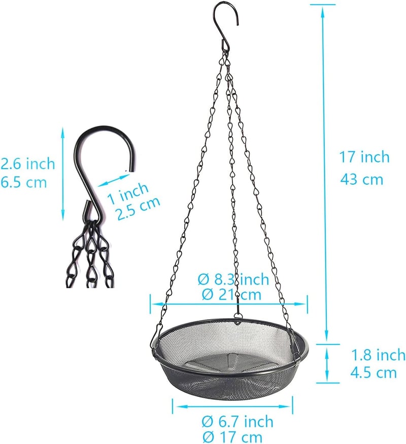 HH-LIFE 2 db Kerek Fém Madáretető Függeszthető Hálós Tálca - 21,5 cm Átmérőjű Kültéri Madáretetők Kertbe, Teraszra, Rozsdamentes Kivitel