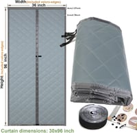 Risareyi Mágneses Hőszigetelő Ajtófüggöny, 140*200 cm, Szürke PU Bőr, Meleg és Hideg Elleni Védelem 4