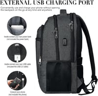BIKROD Férfi Hátizsák 17,3" Laptoptartóval - Vízálló Iskolatáska Tiniknek USB Töltőporttal, Nagy Kapacitású Utazó Hátizsák Lopásgátló Zsebbe 4