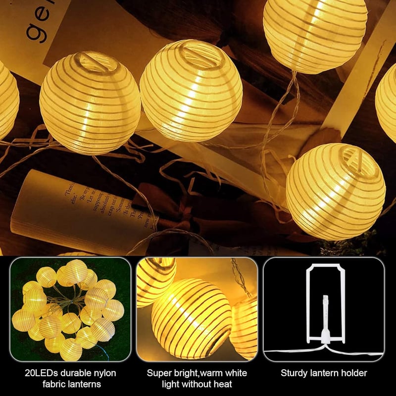 Bigzom LED Lámpás Fényfüzér 5m 20 LED - Kültéri/Beltéri Időzítővel, Távirányítóval, IP44 Vízálló, Meleg Fehér Kerti Dekoráció Karácsonyra, T