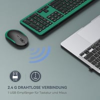 seenda Vezeték Nélküli Billentyűzet-Egér Szett, Újratölthető, Ultravékony, Ergonomikus, Szilikon Porvédővel, PC/Laptop/Smart TV, Német QWERT 2