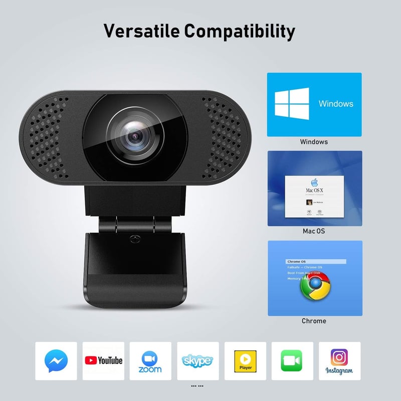 Wansview Full HD Webkamera Mikrofonnal - USB 2.0 Plug and Play Laptop és PC Kamera Automatikus Fénykorrekció
