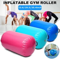 MEKETUM Felfújható Tornaszőnyeg 100x90cm - Gimnasztikai Léghengermatrac Kézenálláshoz, Jógához, Fitneszhez Pumpával - Zöld PVC Légmatrac  4