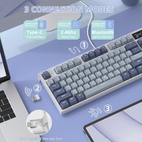 VGN GAMEPOWER K86 Mechanikus Gamer Billentyűzet, 75% TKL, RGB Háttérvilágítás, Vezeték Nélküli/Bluetooth/USB-C, Színes Kijelző, Hot Swap, Li 4