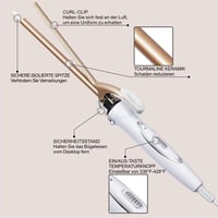 Reyke 9 mm Mini Hajgöndörítő - Professzionális Kerámia Hajsütővas 120-220°C, 30 mp Gyors Felfűtés, Állítható Hőmérséklet, Kesztyűvel és Hajc 2