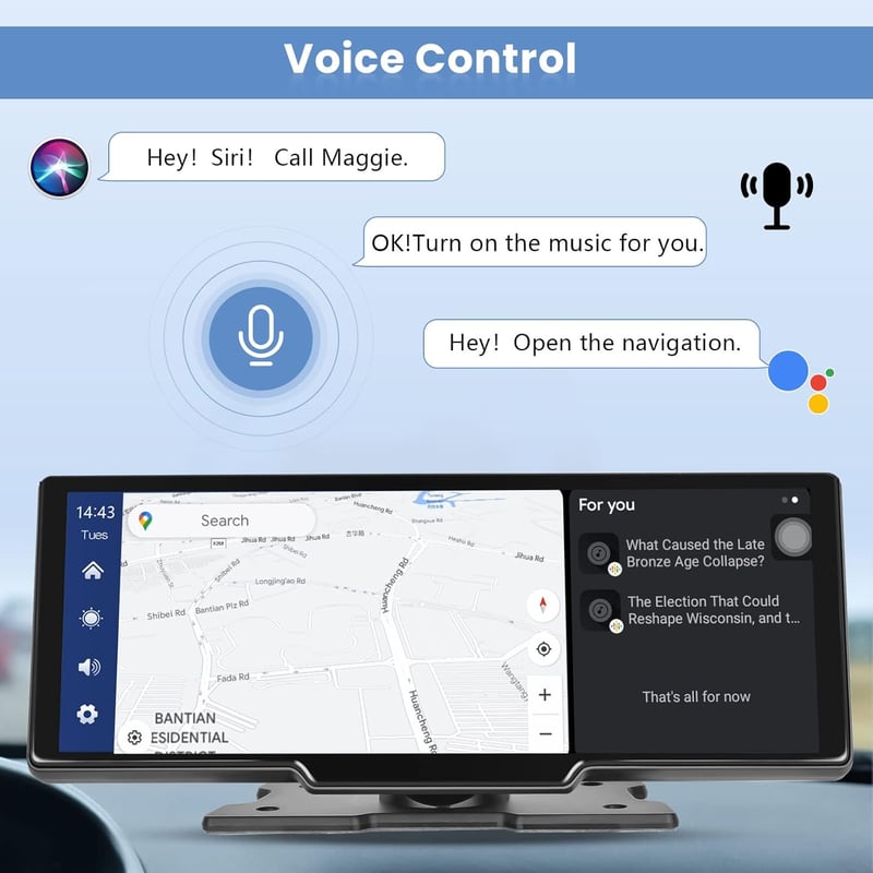 Hikity 9,3" IPS érintős autórádió vezeték nélküli CarPlay-jel, Android Auto, dupla kamera, 64GB TF kártya