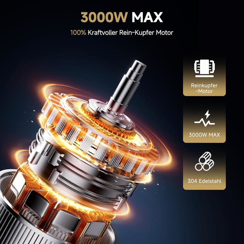 AAOBOSI 3000W 3-in-1 Elektromos Húsdaráló - Rozsdamentes Acél Húsőrlő 4 Tárcsával, Kockázó és Kolbásztöltő Funkcióval