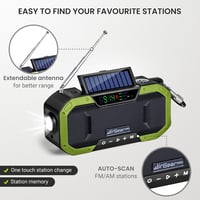 AirGearPro Bluetooth Kurblis Rádió Napelemes Powerbank-kal és LED Lámpával - Vízálló Túrarádió 6