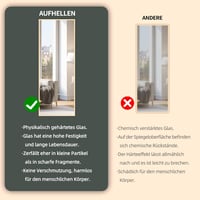 AUFHELLEN Álló Tükör 140x50 cm Arany Fém Kerettel - HD Minőségű Teljes Alakos Fali Tükör Akasztóval Nappaliba, Hálószobába, Öltözőbe 6