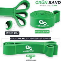 Coresteady Edzőgumi Erős Ellenállású Fitness Szalag - Zöld, 22-56 kg Terhelhetőség - Erőnléti Edzéshez, Izomépítéshez, Húzódzkodás Segítéshe 2