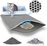Mucek Macska Alom Alátét Szőnyeg 90x60 cm - Dupla Rétegű Vízálló Méhsejt Mintás Macskaalom Felfogó Szürke 1