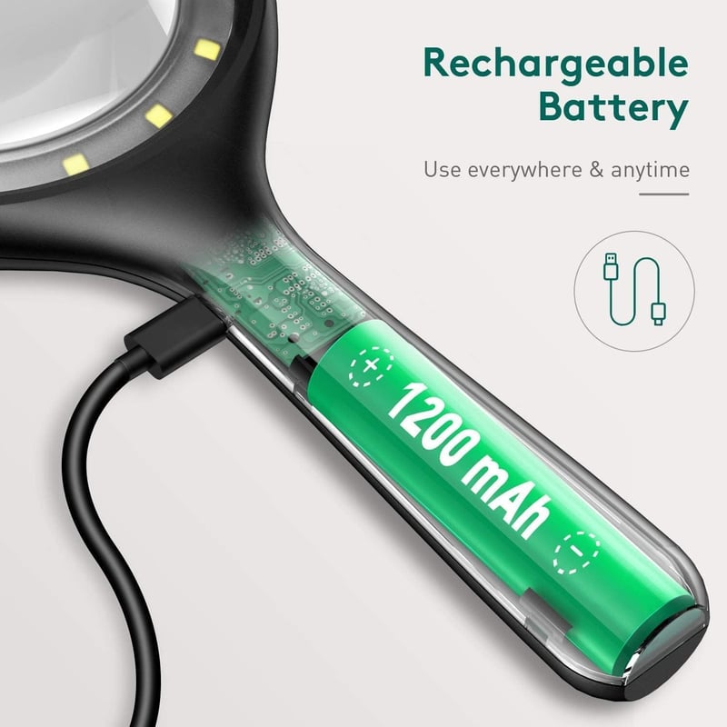 Ntrjtrss 33 LED-es Nagyító 30x/60x Nagyítással - USB Tölthető Kézi Olvasó Nagyító 3 Fényerősséggel - Időseknek, Gyerekeknek, Ékszerészeknek 