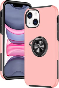 Apple iPhone 13 Rózsaszín Mágneses Gyűrűs Szilikon Védőtok 1