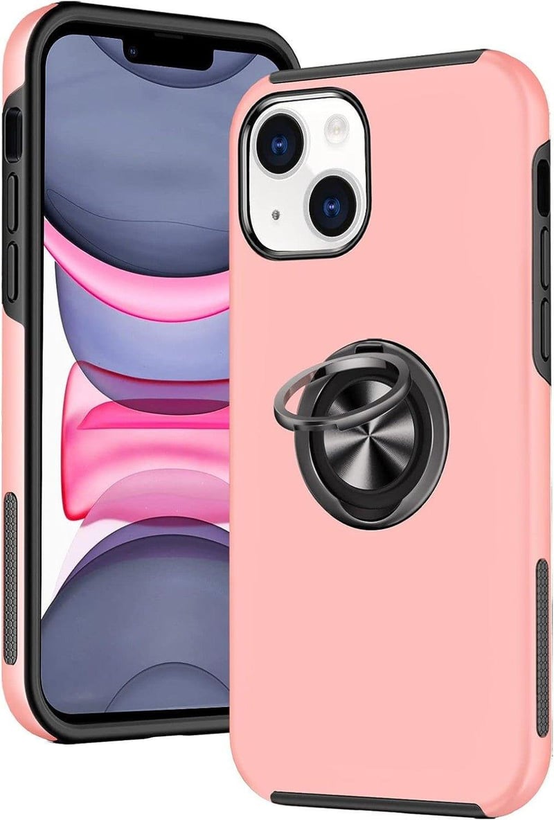 Apple iPhone 13 Rózsaszín Mágneses Gyűrűs Szilikon Védőtok