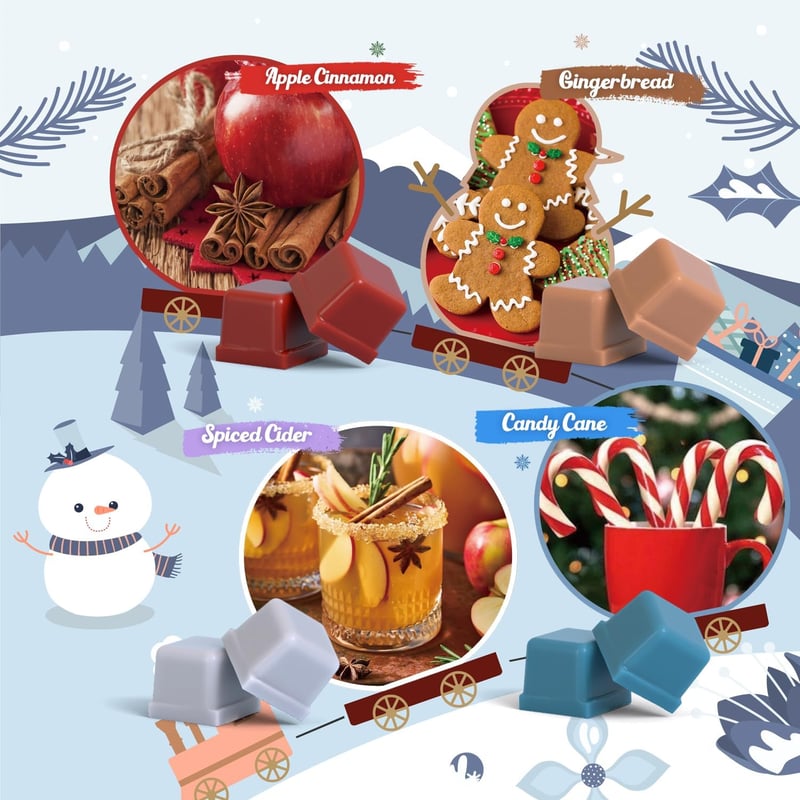 Salubrito Téli Illatviasz Olajmelegítőhöz - Szójabázisú Illatviaszkocka Karácsonyfa, Mézeskalács, Cukorpálca, Fűszeres, Áfonya és Fahéjas Al