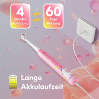 DADA-TECH Elektromos Gyerek Fogkefe 3-12 Éveseknek - Unikornis Rózsaszín, 3 Üzemmód, Időzítő, Szokásformáló Matricák, Újratölthető 6