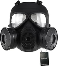 WISEONUS Taktikai Maszk Átlátszó Lencsével, Dupla Turbó Ventilátoros Párásodásgátló Airsoft és Paintball Védőfelszerelés, TPU Anyagból, Feke 1