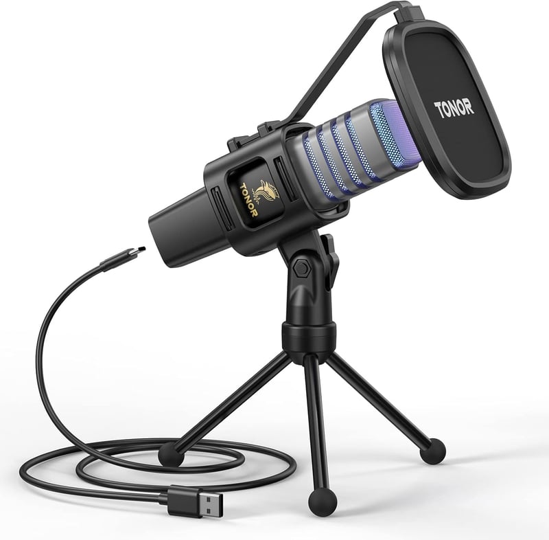 TONOR RGB USB Gamer Mikrofon Szett Állvánnyal - PC, PS4, PS5 Kompatibilis