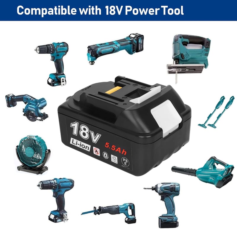 AKKOPOWER 18V 5.5Ah Akkumulátor LED Kijelzővel - Makita Kompatibilis 2db