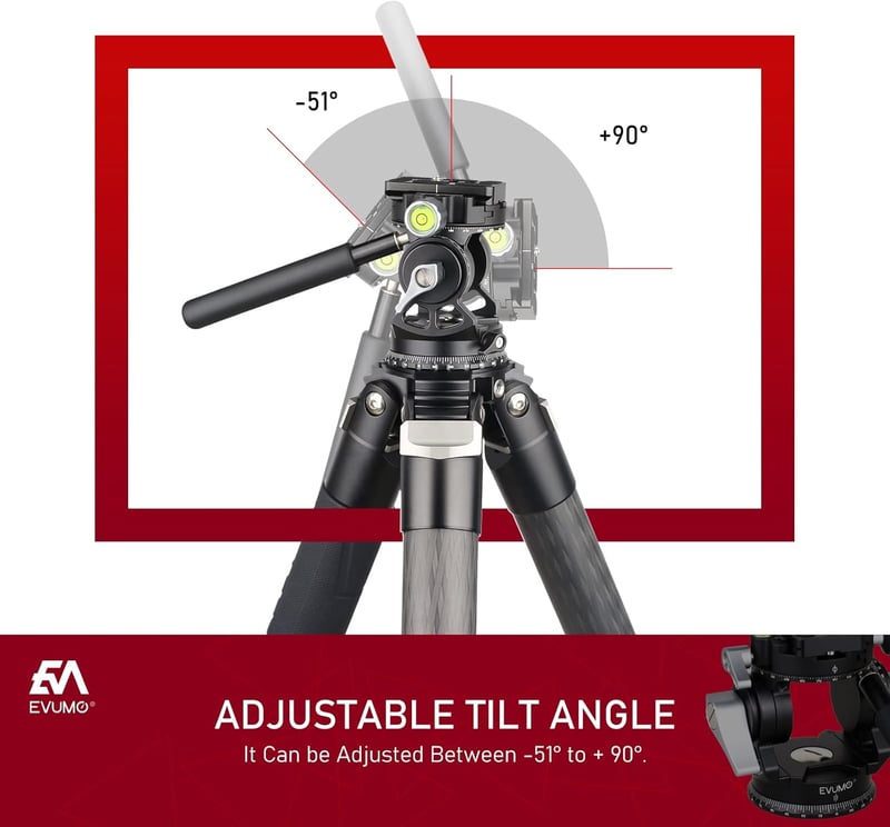 EVUMO Dupla Panoráma Állványfej - 360° Forgó Videófej Kamerákhoz, 8 kg Teherbírás, Arca-Swiss Kompatibilis, DSLR, Okostelefon, Alumínium, 52