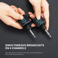 LEKATO 5.8GHz Vezeték Nélküli Gitár Rendszer Töltődobozzal - 4 Csatornás Adó-Vevő Szett Gitárhoz, Basszushoz és Elektromos Hangszerekhez 5
