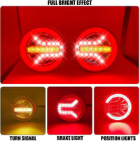 AOJO 2db Kerek LED Hátsó Lámpa 12V/24V - E-jelzéses, Vízálló, Univerzális Utánfutó Világítás 2