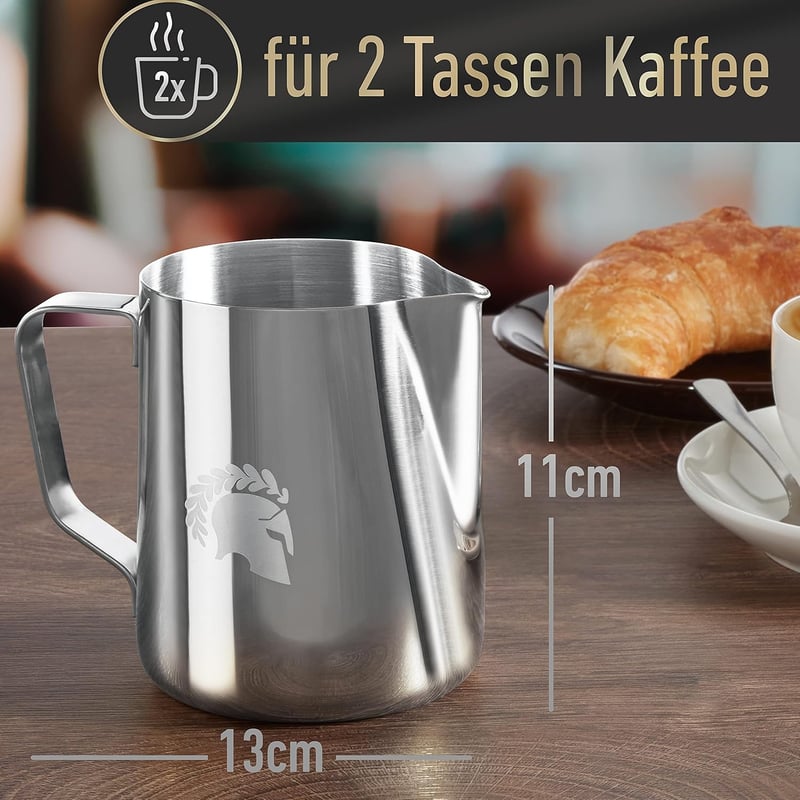 Barista Legends Tejkiöntő Szett - Rozsdamentes Acél 350ml + 600ml - Fényesített Tejhabosító Kancsó Latte Art Készítéshez - Barista Kiegészít