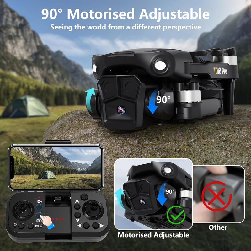 Toladrone TD12Pro Összecsukható Drón 1080P HD Kamerával - Kefenélküli Motorok, Optikai Pozicionálás, Fejnélküli Mód, Kezdőknek és Haladóknak
