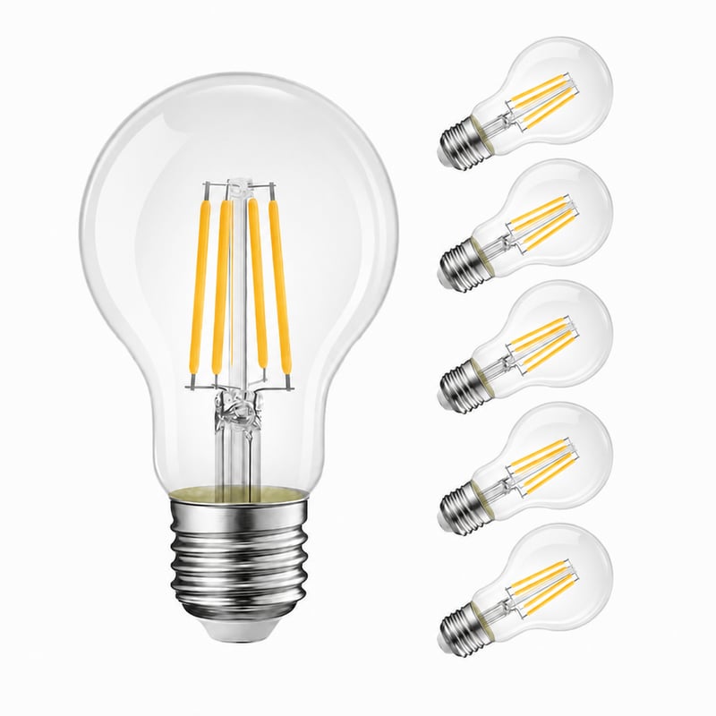 LVWIT E27 LED filament žarulja A60 11W 1521 lm 2700K toplo bijela, prozirno staklo, nije prigušiva, zamjena za 100W, set od 5 komada