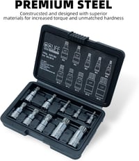 CCLIFE 10 részes Multi-Tooth XZN dugókulcs készlet M4-M18 méretben, S2 acél, króm bevonatú, Torx csavarokhoz, 1/4", 3/8", 1/2" befogással 5