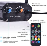 AFDEAL 48 LED-es Stroboszkóp Diszkólámpa - Hangra Aktiválódó, Sebességszabályozós Partyfény Távirányítóval, Bulikhoz, DJ-khez, Esküvőkre 3