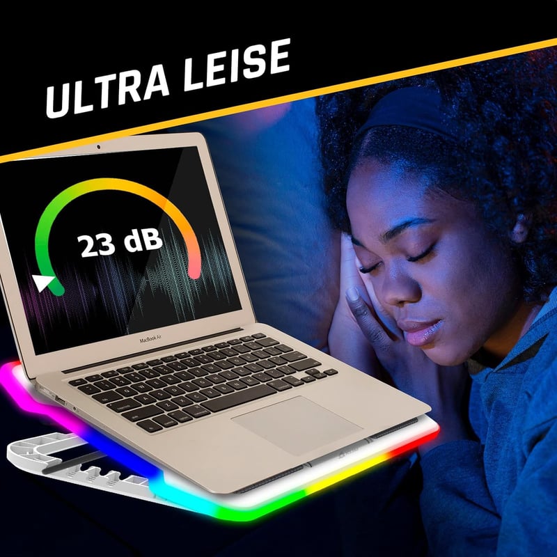 KLIM Ultimate Bianca RGB Laptop Hűtő 11-17" - Új 2024 Gamer Modell, Mac/PS4/PS5/Xbox Kompatibilis
