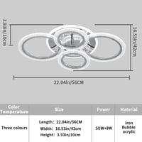 Modern Mennyezeti Lámpa 58W - 52*42*10 cm Fényerőszabályozható 4 Gyűrűs LED Lámpatest Távirányítóval Nappali  2