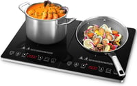 AMZCHEF Dupla Indukciós Főzőlap 3500W - 2 Önálló Zóna, 20 Hőmérsékletszint, Időzítő, Biztonsági Zár, Érintőgombos Vezérlés, Ezüst-Fekete 12