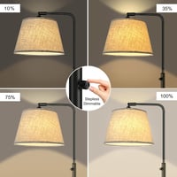 Fortand LED Állólámpa Szabályozható Fényerővel - 3 Színhőmérsékletű (3000K-6500K) Modern Ívelt Lámpa Szövet Burával, 9W, Forgókapcsolós 5