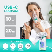 HITHINKMED Tölthető Ultrahangos Inhalátor - Felnőtt és Gyermek Porlasztó Készülék, Két Maszkkal és Szájrésszel, Zöld 2